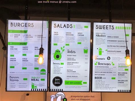 Cali Kid Burger Menu