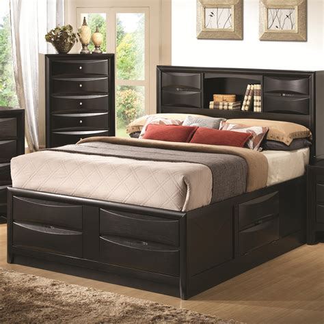 Transitional Wood California king Storage bed in Brown Oberon by FoA
