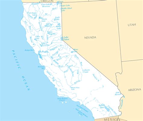 California Map With Rivers