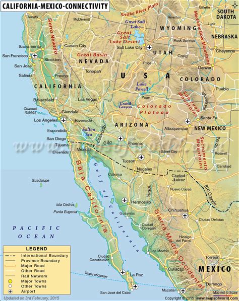 Map Of Southern California And Northern Mexico Free Printable Maps