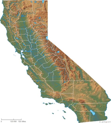 Geography Of California Wikipedia California Topographic Map