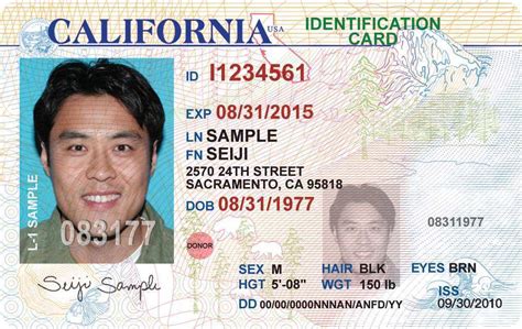 California Identification Card Template
