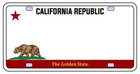 California License Plate Template