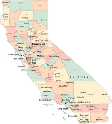 California Map Counties And Cities