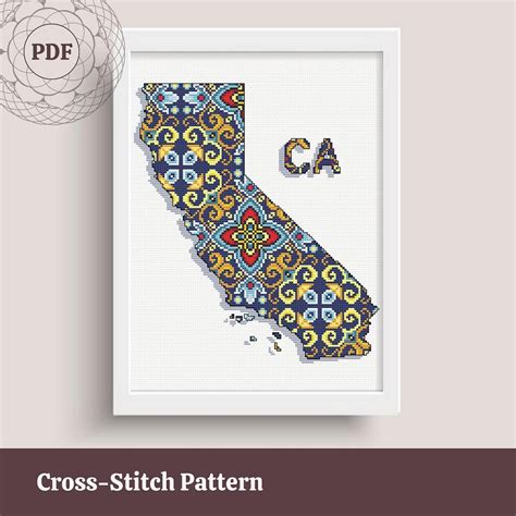 Cross Stitch Pattern PDF California State Map The Stranded Stitch