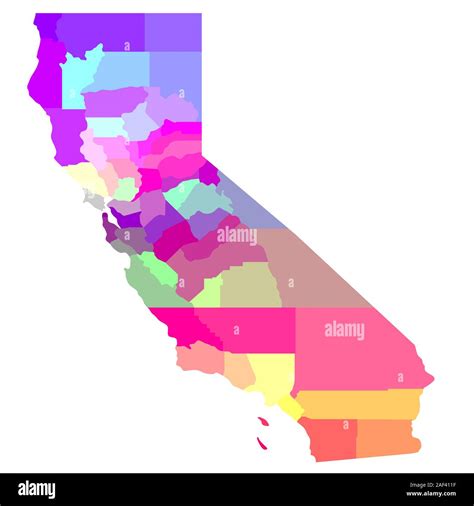 Colorful California Administrative and Political Map Stock Vector