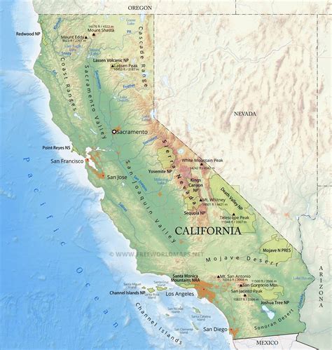 Detailed Clear Large Road Geographical Map Of California And