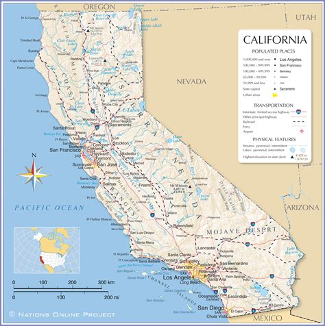 California Map And Cities Printable Maps