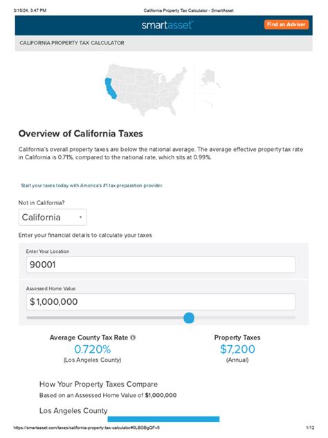 California Property Tax Calculator Example