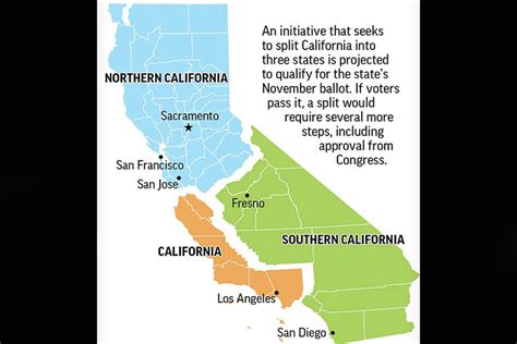 California Split Into 3 States Map Mary W Tinsley