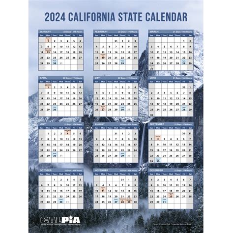 California State Holiday Calendar 2024