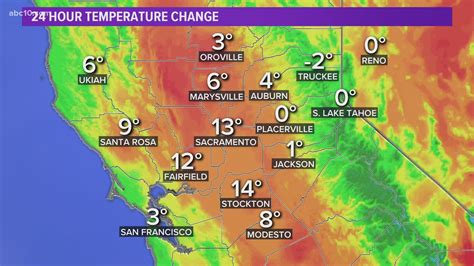 Northern California Abc7News California Temperature Map Today