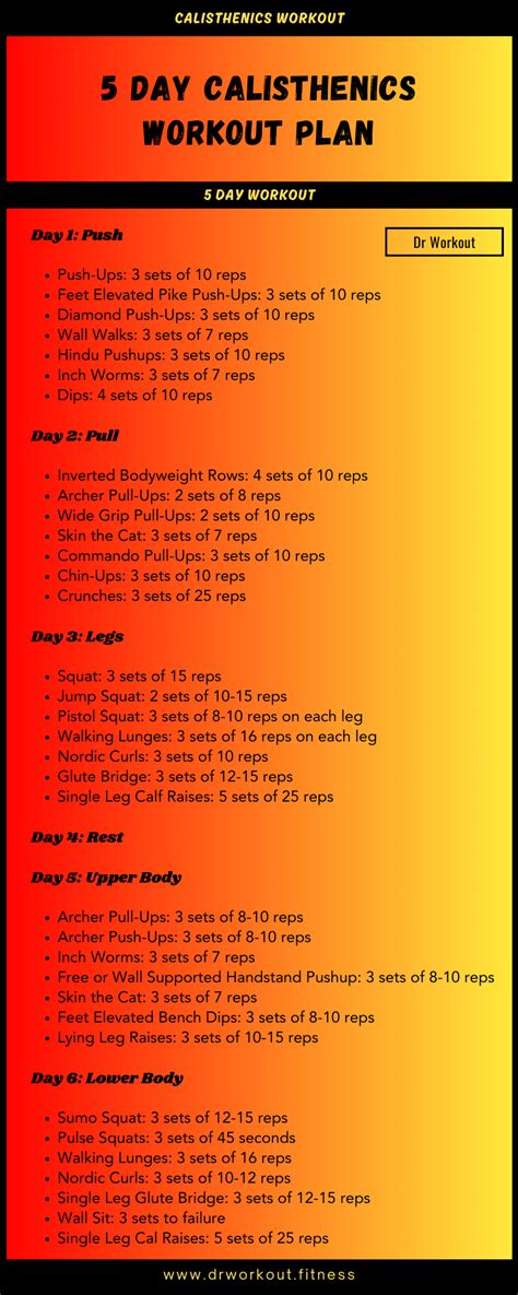 Calisthenics 5 Day Workout