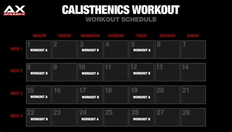 Calisthenics Training Schedule