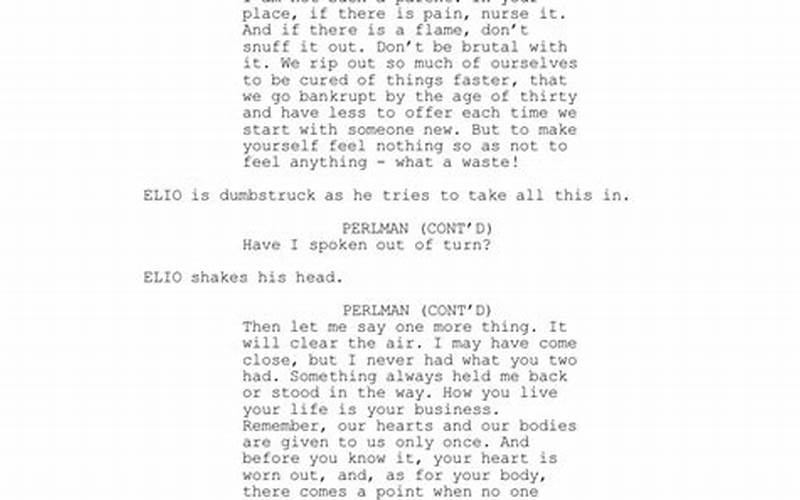 Call Me By Your Name Script