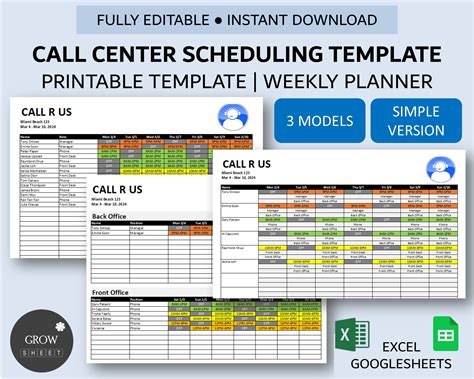 Call Center Scheduling Excel Template