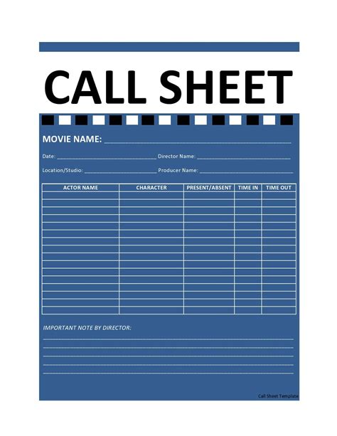 Call Sheet Templates