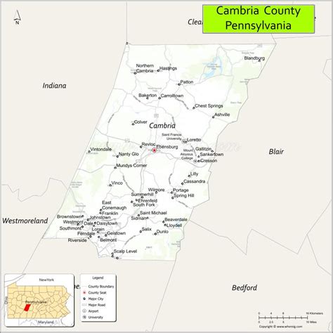 Cambria County, PA Wall Map Color Cast Style by MarketMAPS MapSales