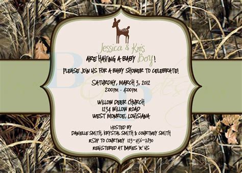 Camouflage Moose Invitations, Camoflauge Baby Shower Invitation, Camo