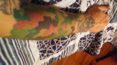 camo tattoo, real wood camo, half sleeve. electric
