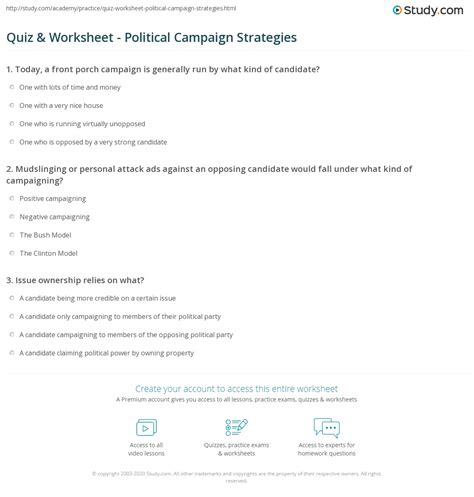 Campaigning Its A Process Worksheet Answers