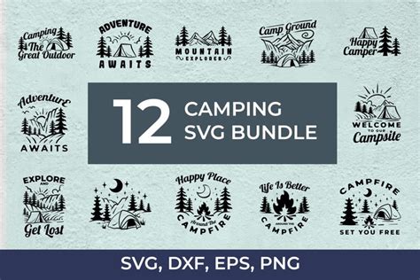 Download Camping Bundle with 12 Designs SVG DXF Files