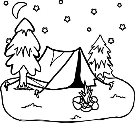 Camping Night Stars Coloring Page