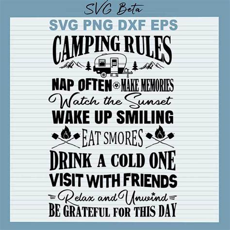 Download Camping Rules SVG Files DXF Files