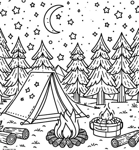 Camping Scene Coloring Pages