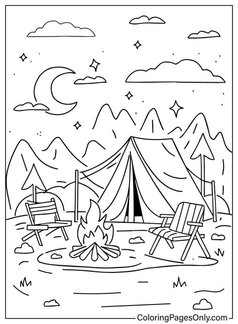 Camping Sleep Coloring Page
