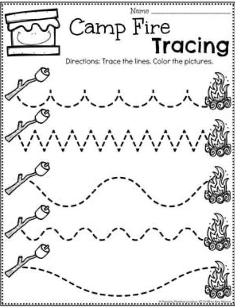 Camping Tracing Worksheets
