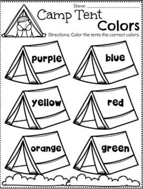 Camping Worksheets For Kindergarten