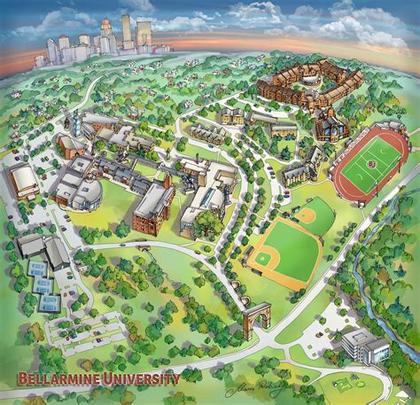 Bellarmine University Illustrated Campus Map by Rabinky Art, LLC