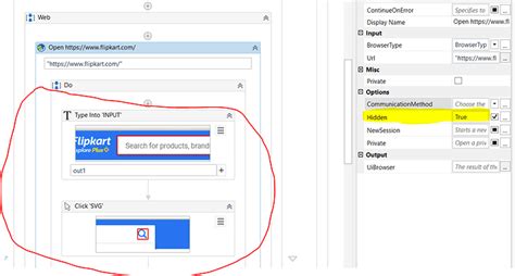 Can a Click Activity Work with a Hidden Browser Session in UiPath?