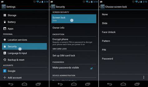 Security settings that can block the lock screen option