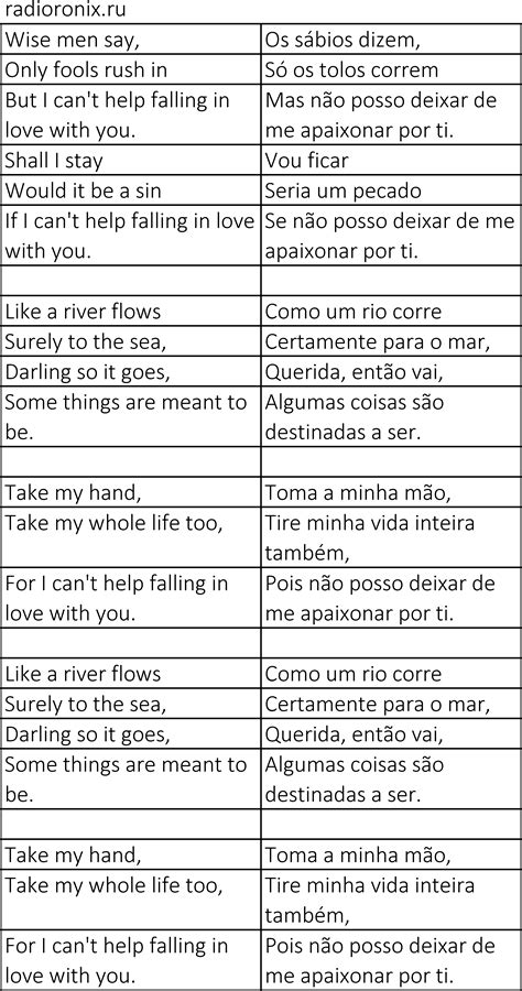 Can T Help Falling In Love Traduction