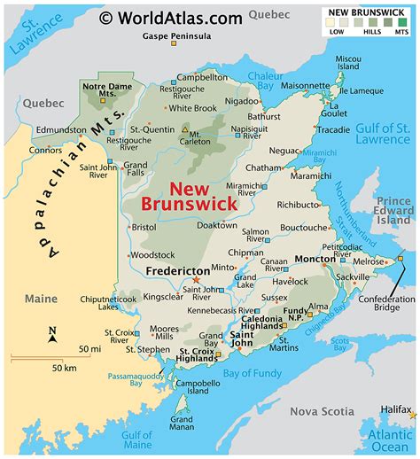 Map of New Brunswick (Overview Map) online Maps and