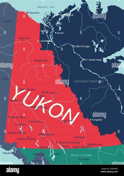 Yukon Territory, Canada Political Wall Map
