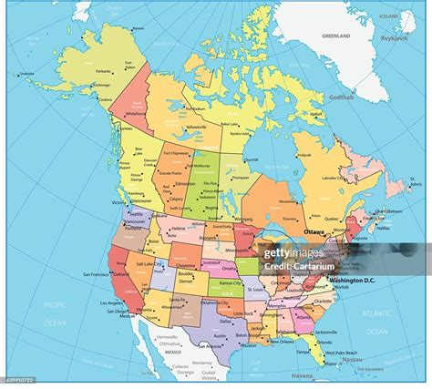 USA and Canada map