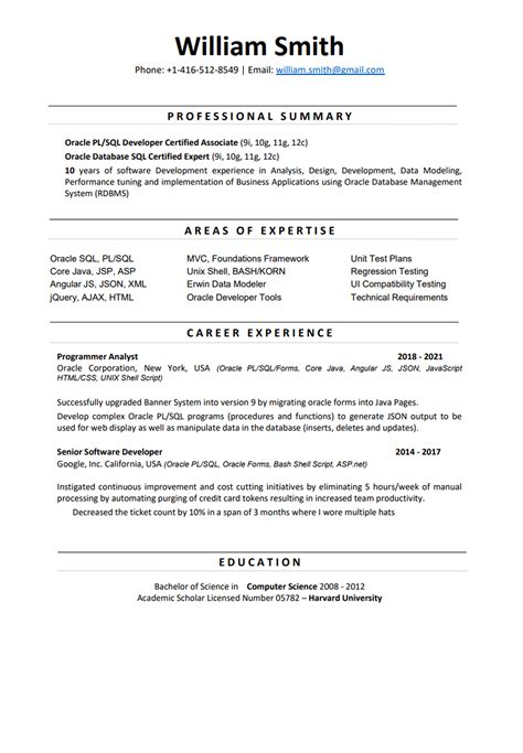 Canada Resume Style