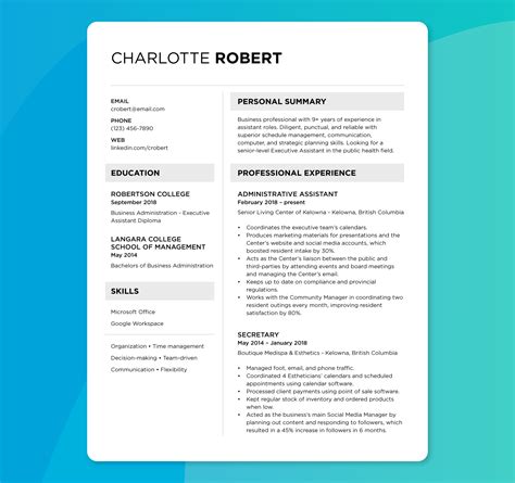 Canadian Resume Format Word