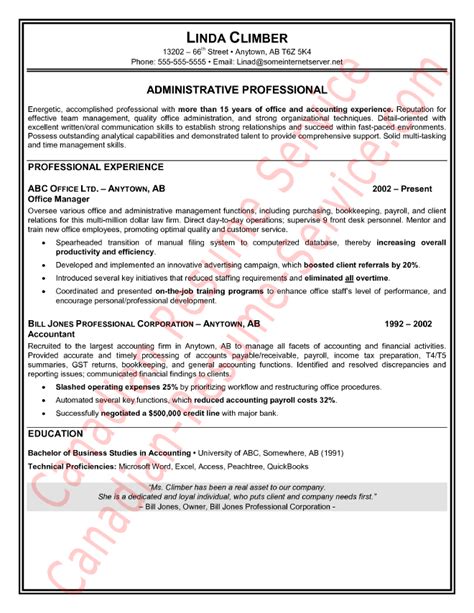 Canadian Resume Sample For Administrative Assistant