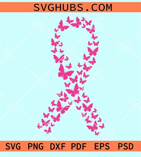 Beautiful Cancer Awareness Butterfly SVG - Elegant Butterfly Ribbon Cut File for Creative Projects