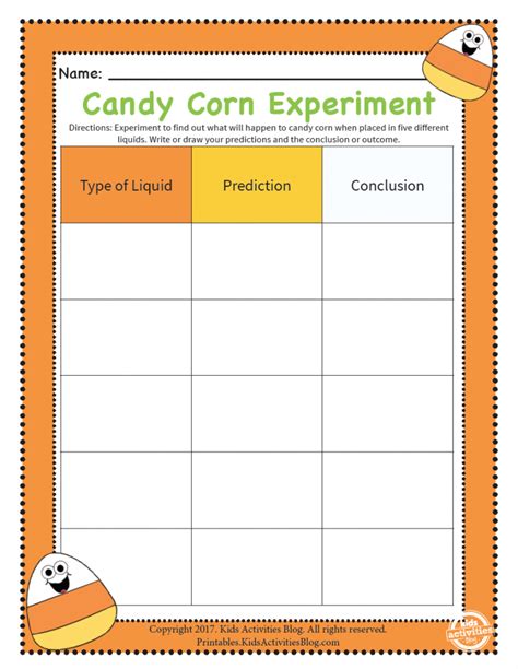 Candy Corn Experiment Worksheet