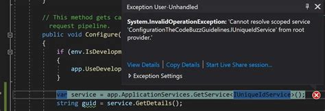 Cannot Resolve Scoped Service From Root Provider.