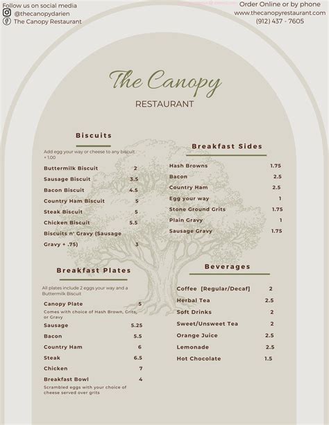 Canopy-Restaurant Menu