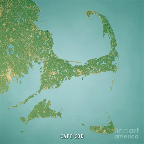 Cape Cod Wooden Map Art Topographic 3D Chart