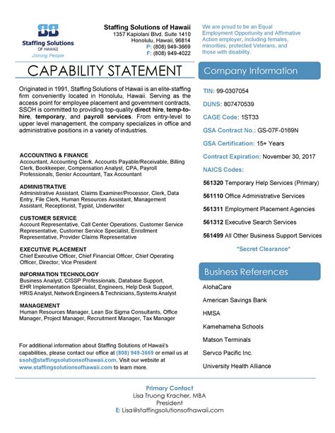 Best Capability Statement Design Template Word Sample NUcampus