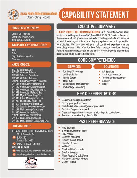 Best Capability Statement Design Template Word Sample NUcampus