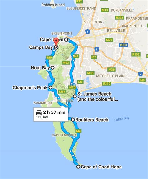Cape of Good Hope tour map